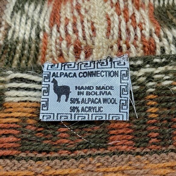 Alpaca Connection Handmade Hooded Alpaca Wool Sweater Zip Jacket Medium Aztec - Picture 3 of 5